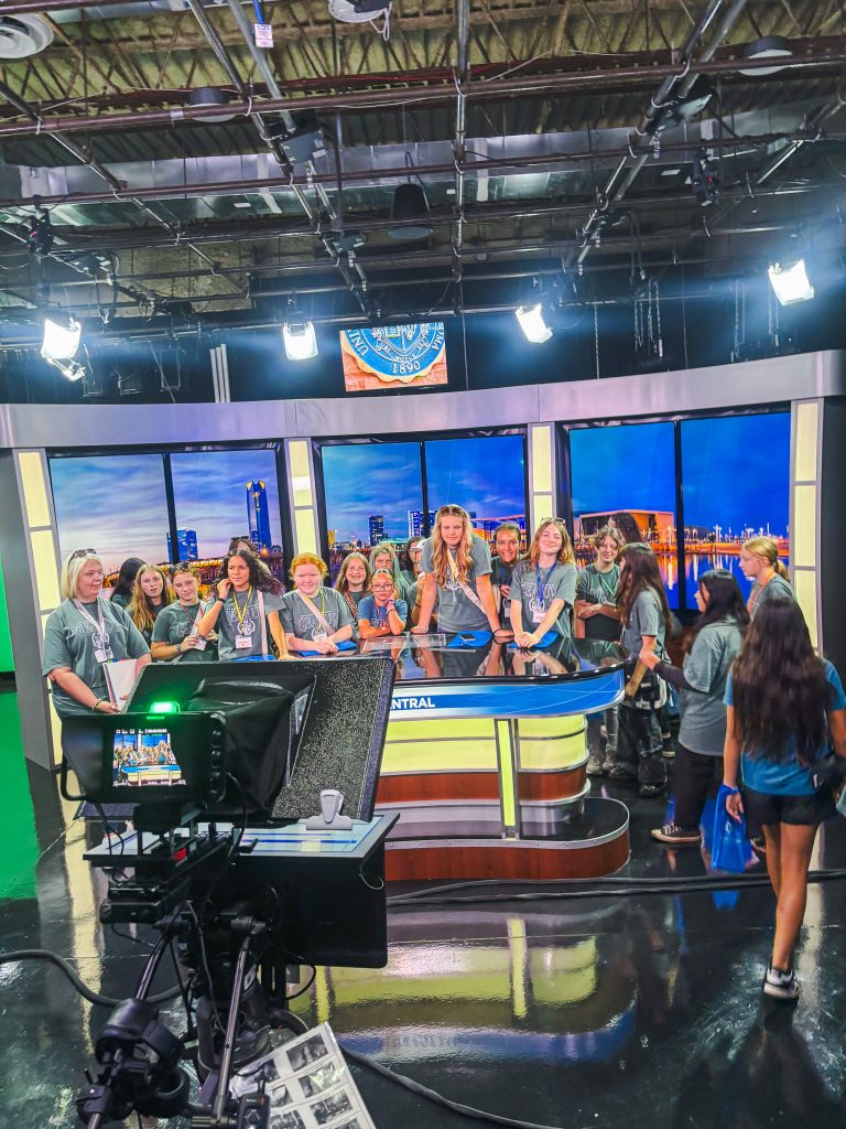 SSC GEAR UP students tour the newsroom in the University of Central Oklahoma’s Mass Communication building in Edmond. The visit introduced students to academic programs and career opportunities in journalism, broadcasting and other communication fields.