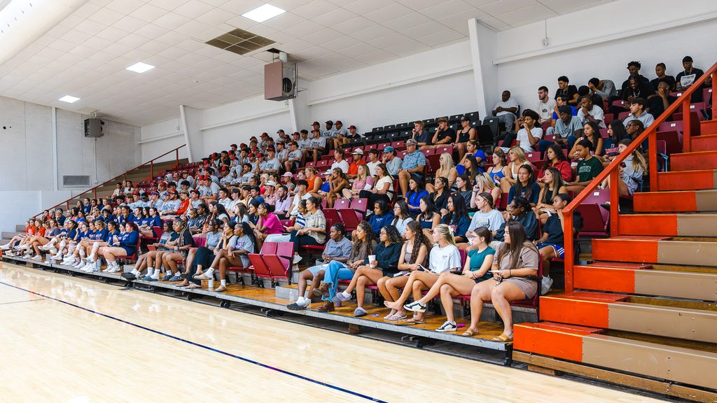 In this photo, approximately 200 SSC student-athletes gather for athletics orientation on Aug. 17 as the College began the fall semester.