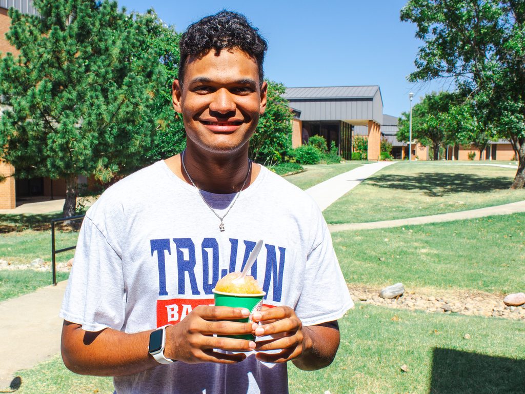 In this photo, SSC student Luis Rodriguez of Puerto Plata, Dominican Republic, enjoys a free snow cone from Kona Ice on Aug. 18. The giveaway was part of SSC's Welcome Week activities celebrating the start of the fall semester.