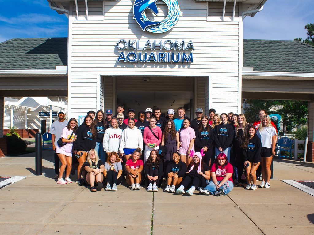 In this photo, members of the Seminole State College President’s Leadership Class pose for a group photo outside of the Oklahoma Aquarium in Jenks.