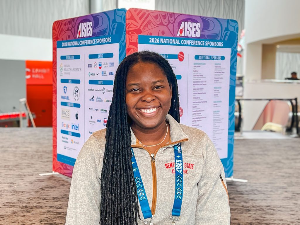 This photo shows Seminole State College Assistant Professor of Computer Science Alecia Bailey as she represents SSC at the 2026 AISES National Conference.