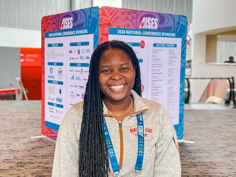 This photo shows Seminole State College Assistant Professor of Computer Science Alecia Bailey as she represents SSC at the 2026 AISES National Conference.