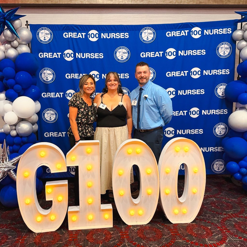 In this photo, pictured from left, SSM Health St. Anthony Hospital – Shawnee Clinical Educator Karen Romine, House Supervisor Mary Love and Seminole State College Assistant Professor of Nursing Butch Cantrell pose for a photo. The co-workers attended the Great 100 Nurses celebration Oct. 4 at the Hard Rock Casino in Catoosa, where Cantrell was honored among 100 Oklahoma nurses recognized for their compassion, contributions to nursing and mentorship.