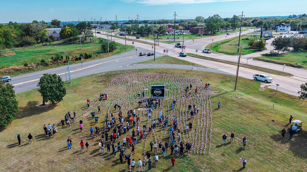 Seminole State College students and employees planted 5,000 American flags on campus Oct. 26 near the intersection of Highways 9 and 3.
